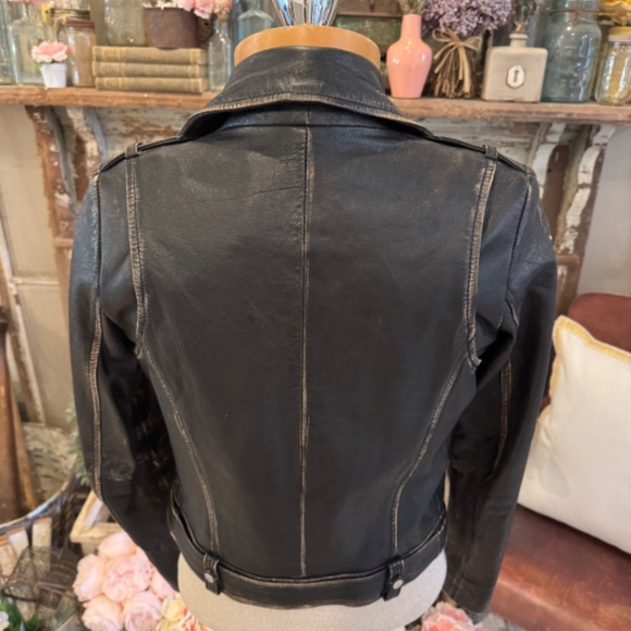Real Leather ZARA BLACK MOTORCYCLE JACKET DISTRESSED Buttery Soft Leather | M - Picture 10 of 13